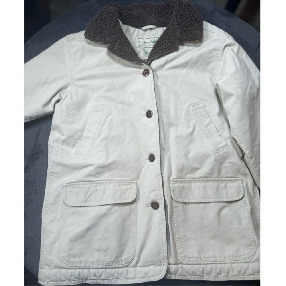 L.L. BEAN Chore Barn Adirondack Parka Canvas Jacket Sherpa Collar & Lining
